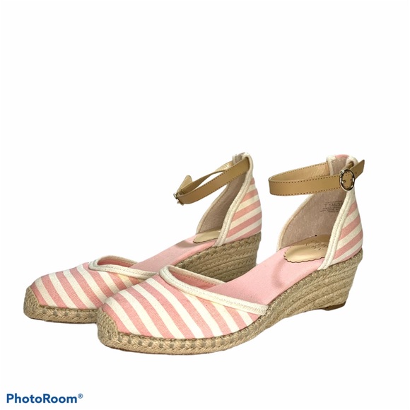 crown & ivy Shoes - Crown & Ivy Courtnee Pink White Stripe Espadrilles